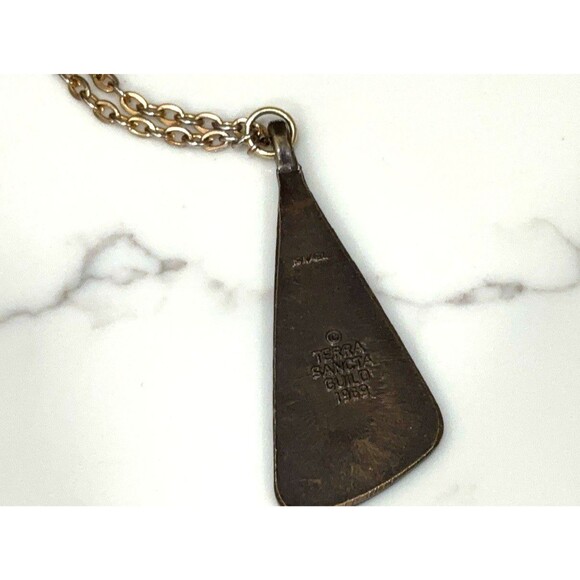 Vintage Terra Sancta Guild 1969 Enamel Dove Pendant Necklace Israel - Picture 8 of 16